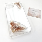 【オリジナル　ハンドメイド　iPhoneケース】ニュアンス　ブラウン　iPhone14 iPhone13 全機種対応　レジン　クリア　送料無料