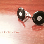 （受注製作）オリジナル文字入り　アナログレコード　カフスボタン　小さめサイズ（16mm）