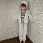 H2308 はるとくん　ハンドメイド  服　スウェット　パーカー　ジャージ　ニット帽　グレー
