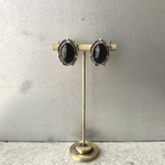 Vintage 80s retro black glass classical earrings レトロ ヴィンテージ 黒 ガラスストーン クラシカル イヤリング