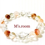 天然石パワーストーンブレスレット、レッドアイロンクォーツ、クラック水晶のコンビです！