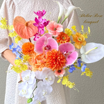 🍀オーダーブーケL受付ページ💐ブートニア付き✨ウェディングブーケ　アーティフィシャルフラワー　アーティフィシャルフラワーブーケ　ブライダルブーケ　前撮り　胡蝶蘭　アンスリウム　カラー