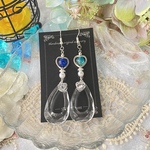 【P626】Blue × Clear × Heart ( ピアス イヤリング 金具変更可能 シルバー 青 )