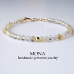 宝石質ルチルクォーツのシンプルブレスレット