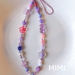 ビーズストラップ💜🎀スマホストラップ🧸キャンディーポップ🩷パープル×ピンク💜/MIMI.☺︎