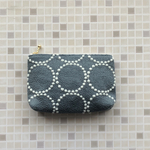 tambourine  ミニコスメポーチ　14 ブルー　スリーピングローズ　　ミナペルホネン の刺繍生地　タンバリン　ポーチ
