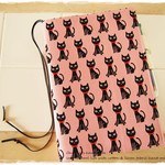ほぼ日手帳カズンサイズ　A5　手帳カバー　ピンク 黒猫