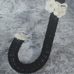 5cm用 傘の持ち手カバー　傘のグリップカバー　コットン　黒　花モチーフ　手編み　ハンドメイド