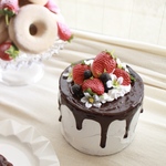 【受注生産】miniクレイケーキ　たっぷりチョコソース&いちご&ラズベリー　ドリップケーキ　バースデーケーキ　誕生日　ウェディング　ベビーフォト　ハーフバースデー　ウェルカムスペース