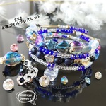 『Nightsky』天然石紫金石ブルーゴールドストーン　夜空のコイルブレスレット　天然石ブル―アクアオーラ　#星　#夜空　#minne_new