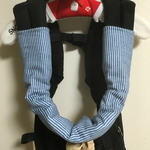 一体型よだれパッド❤︎ストライプブルーXブラック