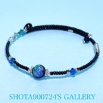 🐠［再販11］琉球蛍硝子　タケトミブルー　🐠　シングル　ワイヤーブレスレッド　#minne_new #蛍ガラス　#海　#ホタルガラス　　#ブルー