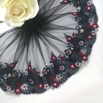 1m 花柄　刺繍チュールレース　ハンドメイド　生地　はぎれ　手芸　