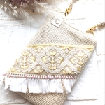 Summer✣SALE！！✧ミニバッグ✧インド刺繍リボン♡スマホポーチ　ジュートバッグ