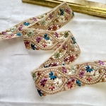 [50cm] インド刺繍リボン　ウェーブ模様　チュール　C