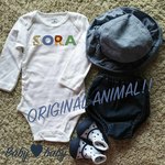 [再販]長袖　動物柄♥originalお名前ロンパース