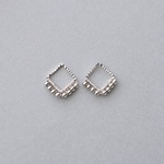 mini square (silver) イヤリング ／ ピアス   シンプル  しかく  フープ