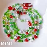スマホストラップ💚❤️ビーズストラップ🍈ショルダーストラップ🥤スマホショルダー💚ネックストラップ🤍ロングストラップ☺︎スマホ用タグ付☺︎レトロソーダ☺︎ / MIMI.