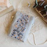 インド刺繍リボン✕帆布　サコッシュ　ライトグレー
