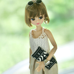 スマホ付　オルテガ柄フリンジクラッチバッグ　白黒　1/6ドール用リカちゃん服アウトフィットドール用バッグ