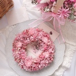 【特集掲載】他80種類以上出品中♪ 是非他の作品も♡ くすみ系 ピンク 落ち着いた感じ 大人可愛い リース プリザーブフラワー プレゼント ギフト 還暦 誕生 祝 母の日 見舞 春 プリザーブド 