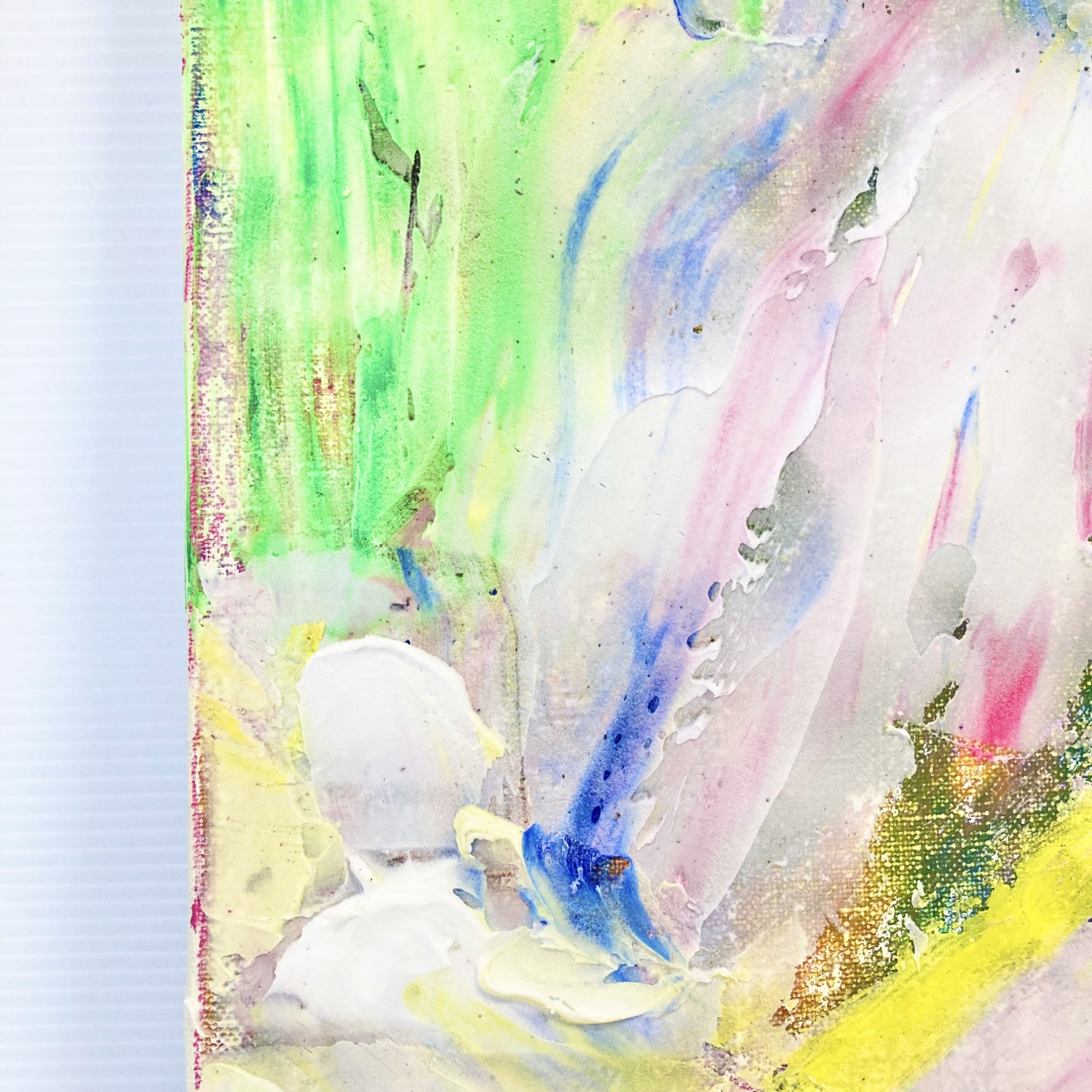 即興で生きる ピンク イエロー グリーン カラフル 抽象画 現代アート