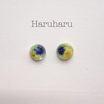 お花とパールのまぁるいピアス