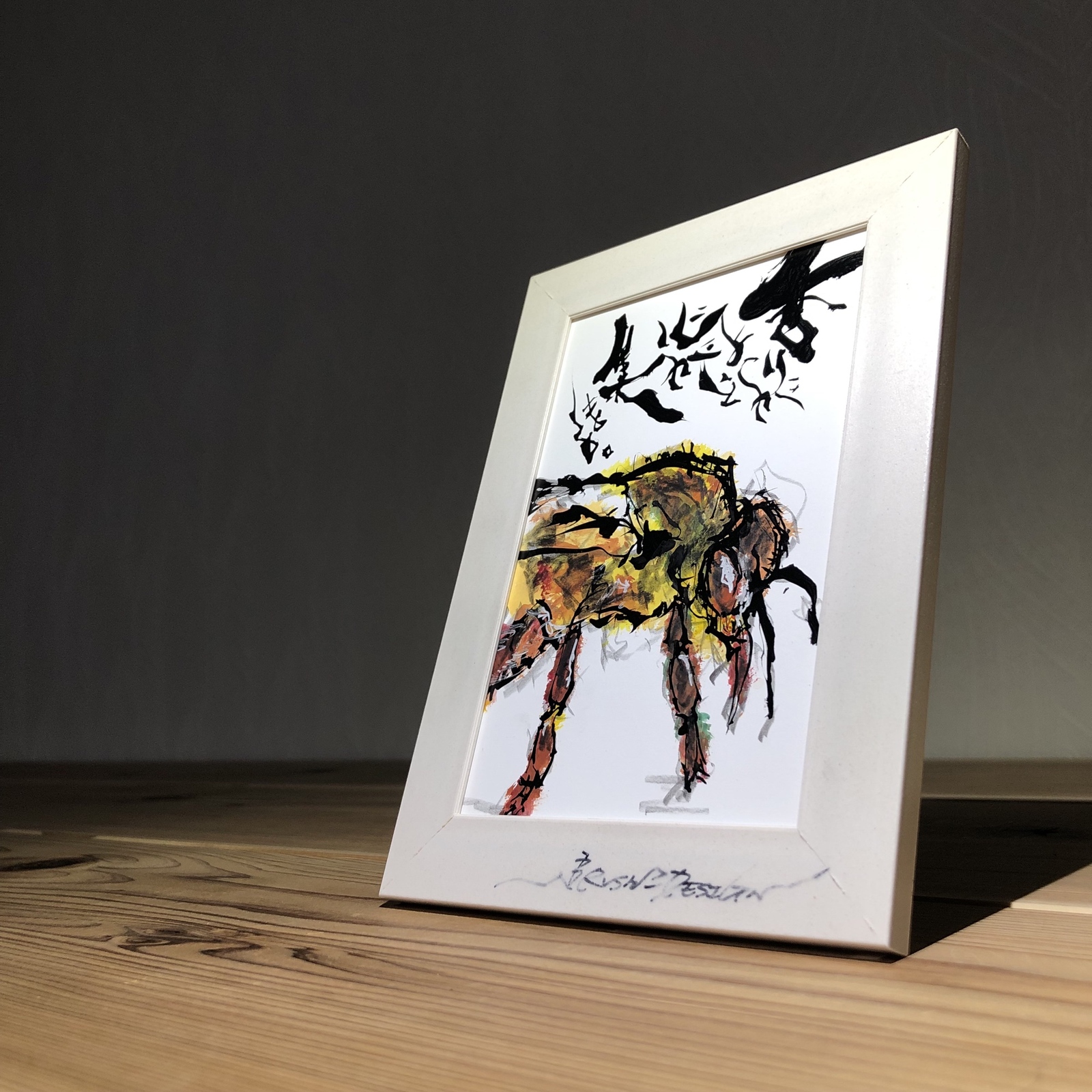 油絵◆半立体の円型アート【蜂】壁掛け油絵◆作者サイン入り 油絵◇半立体の円型アート【蜂】壁掛け油絵◇作者サイン入り