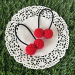 ＊毛糸のぽんぽんヘアゴム＊　赤　２点セット