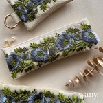 【受注制作🪡】インド刺繍リボンの大人ペンケース 鮮やかblue💙　再販！
