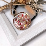 ピンク レッド シェル ゴールド ツイスト レジン ヘアゴム