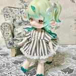 1/12ドール　フリルミニワンピース(ストライプ②)