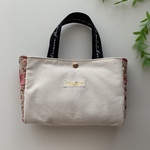 ミニトートバック 【インド刺繍リボン／帆布／生成り】バックインバック