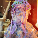 【特別プライス1名】Mサイズ　パープル　小花可愛いふんわドレス　お姫様　イベント　記念日　撮影　犬服　猫服