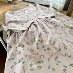 サイド下がりチュニックブラウス　ピンクフラワー