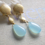 ☆再販☆　Mermaid earrings〜シーブルーカルセドニーイヤリング