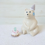mitanma様オーダー*お誕生日ケーキ&プレート×2*しろくま貯金箱の着せ替えに