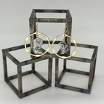 キューブ-透明-リング-耳飾り-