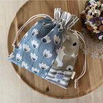 巾着ポーチ　紐通し口独立タイプ　