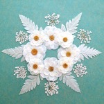 押し花セットX＜組み立ての白いお花・レザーファン・レースフラワー＞