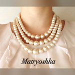 【再販】4WAY3連コットンパールネックレス