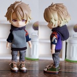 ブルー系　パーカーとパンツのセット（ねんどろいどどーるオビツ11ボディ共有サイ