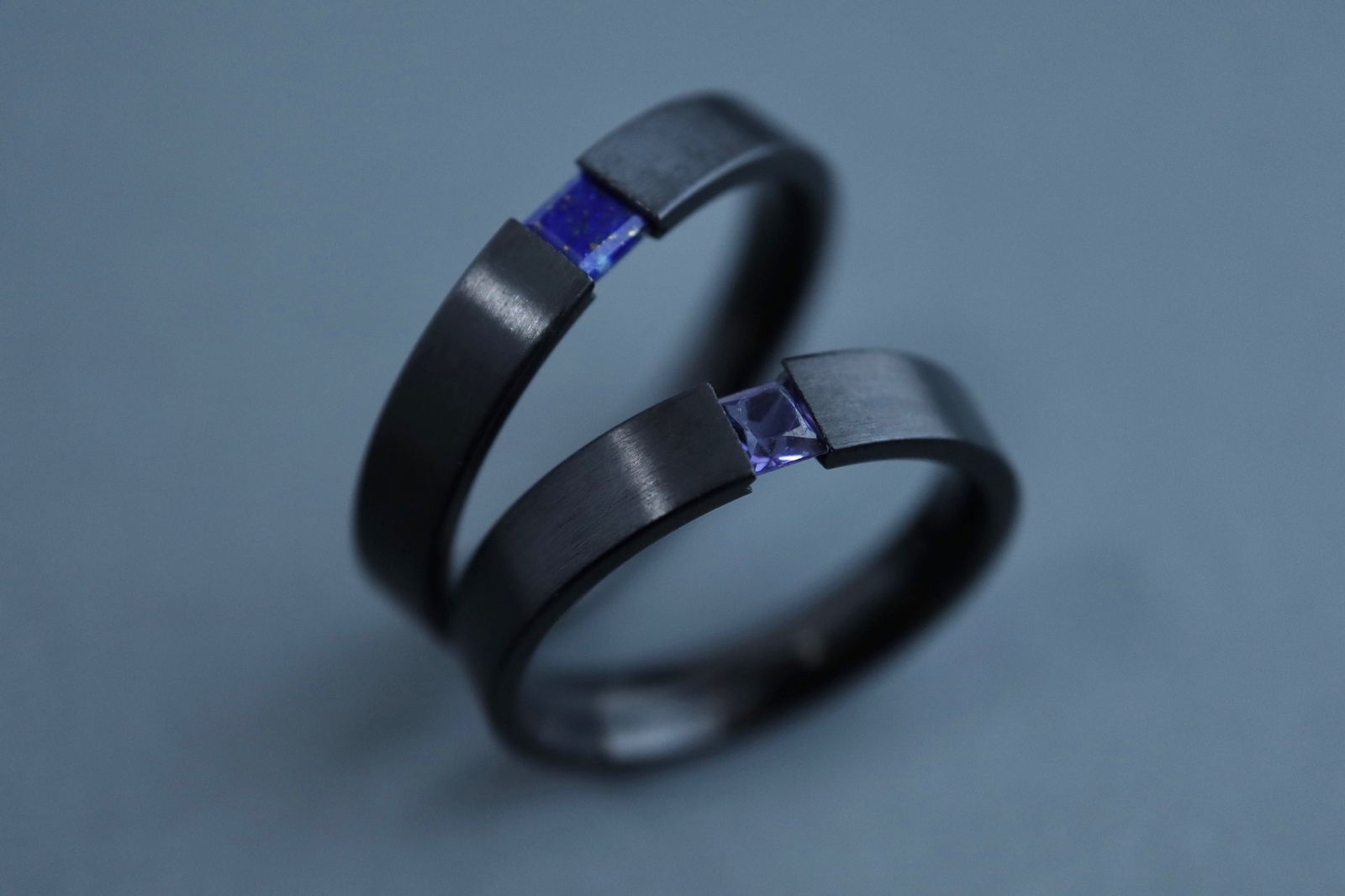 刻印＊誕生石が選べるペアリング＊天然石＊セミオーダー＊ルビーサファイアエメラルドなど【black +square】 9,500円
