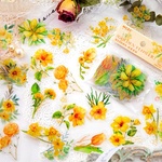 flower フレークシール【S1620】 コラージュ素材 yellow 箔押し