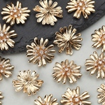 【2個】コネクター　フラワー　ゴールド　花　カン　ビジュー　金属　メタル
