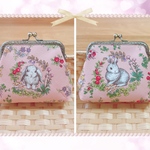 🐰うさぎ🐰ピンク🩷角型👛がま口👛ポーチ👛チャーム付き💕