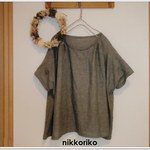 ゆったりプルオーバー　綿麻ワッシャー　セージ