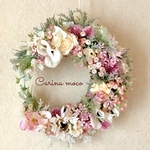 spring sale 💗 シルバーリーフ　どっさり小花　キャンドルリース　ナチュラルミニリース