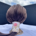 【8/10販売限定2個】ピンクオレンジ　柄の出かたが少し違います！　ヘアゴム