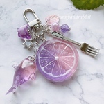 ジンベエザメチャーム付き♡pink＆purple♬.*ﾟスライスオレンジキーホルダー